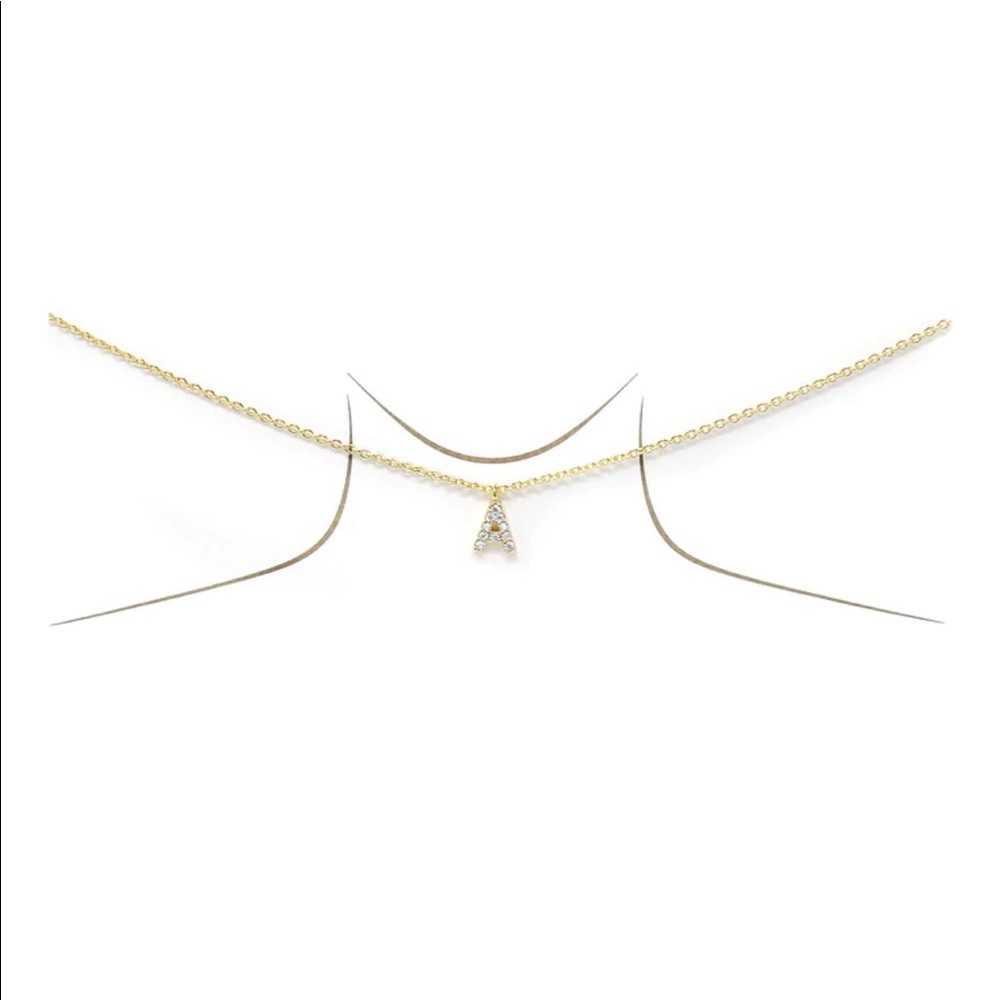 🤩A Initial Pave Pendant Short ⛓ Necklace